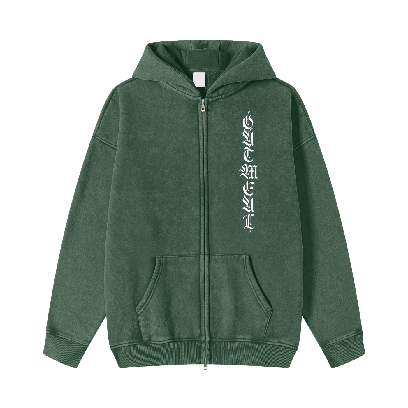 SNOW WASHED ZIP-THROUGH FLEECE HOODIE