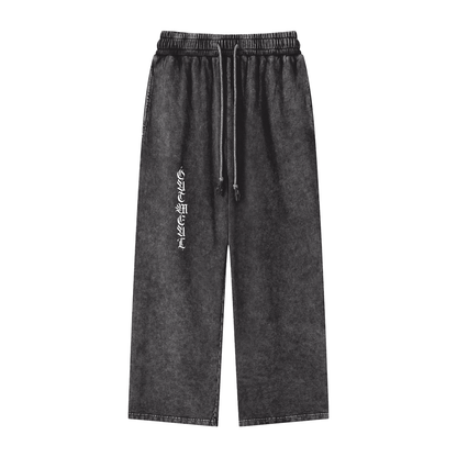 Acid Wash Straight Leg Pants - 360 GSM