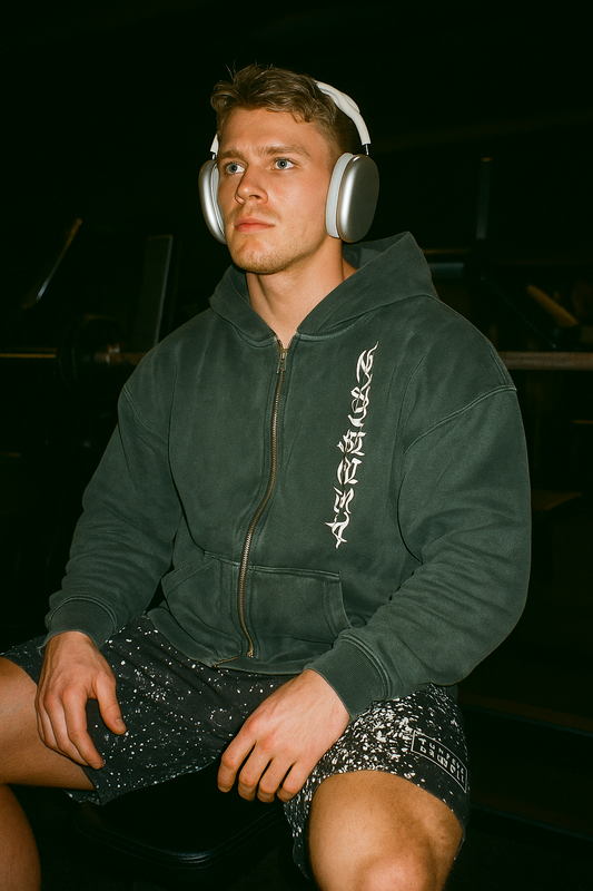 SNOW WASHED ZIP-THROUGH FLEECE HOODIE