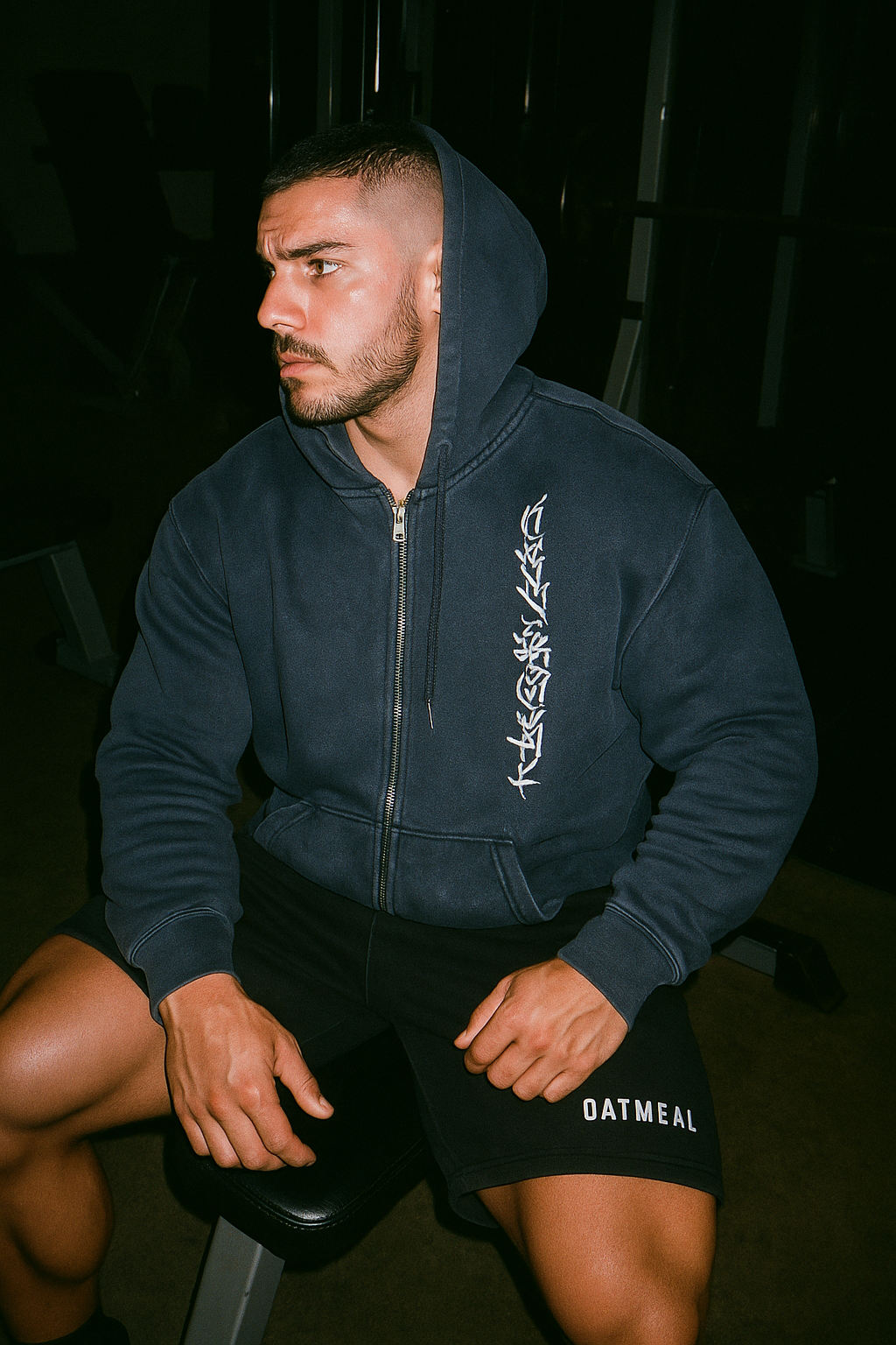 SNOW WASHED ZIP-THROUGH FLEECE HOODIE