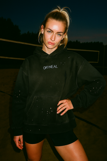 0124 Vintage Wash Frayed Fleece Hoodie - 360 GSM