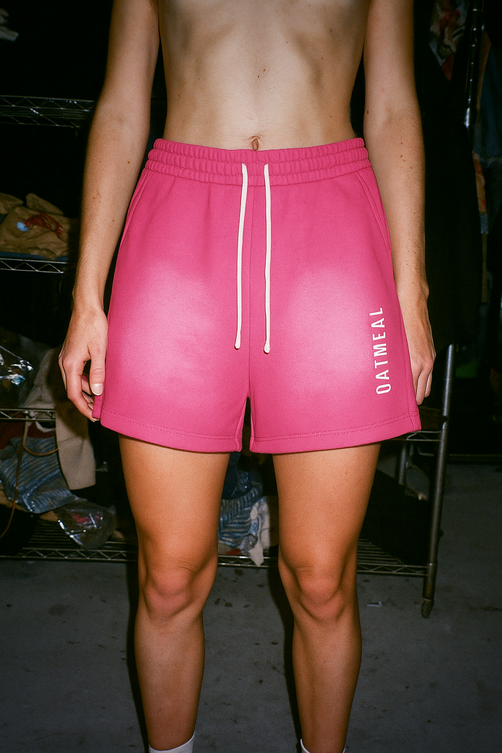 Sun Fade Raw Edge Cotton Shorts