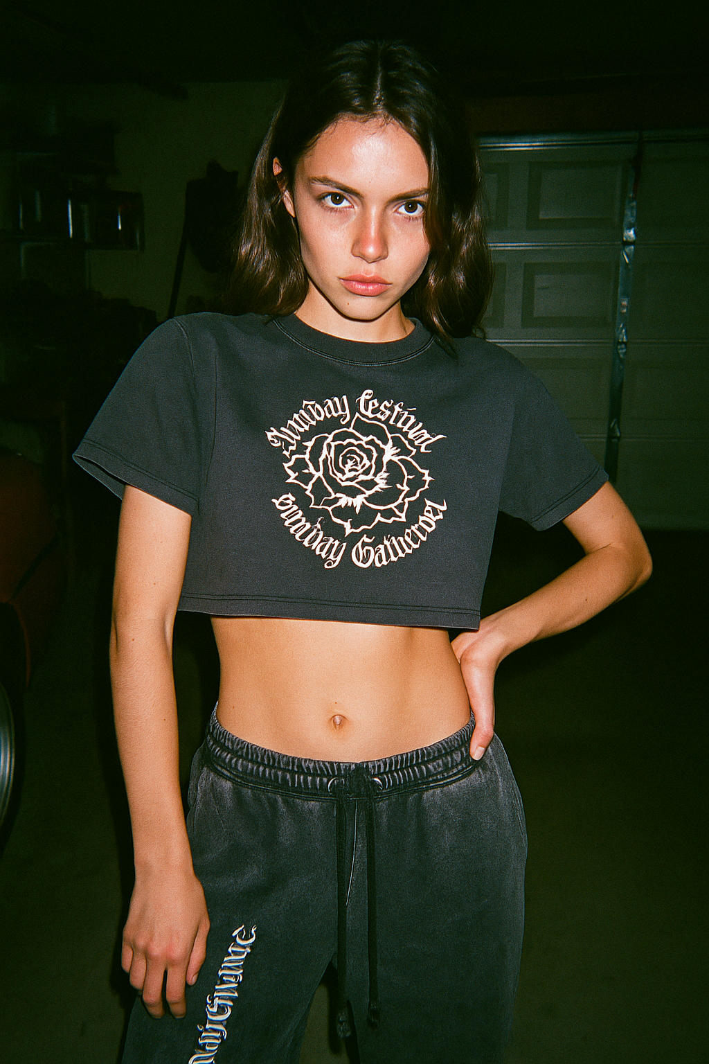 0943 Snow Washed Raw Edge Crop Top
