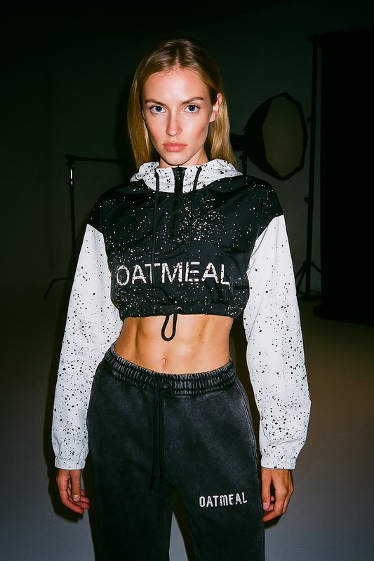 Noir Drip Women’s Cropped Windbreaker