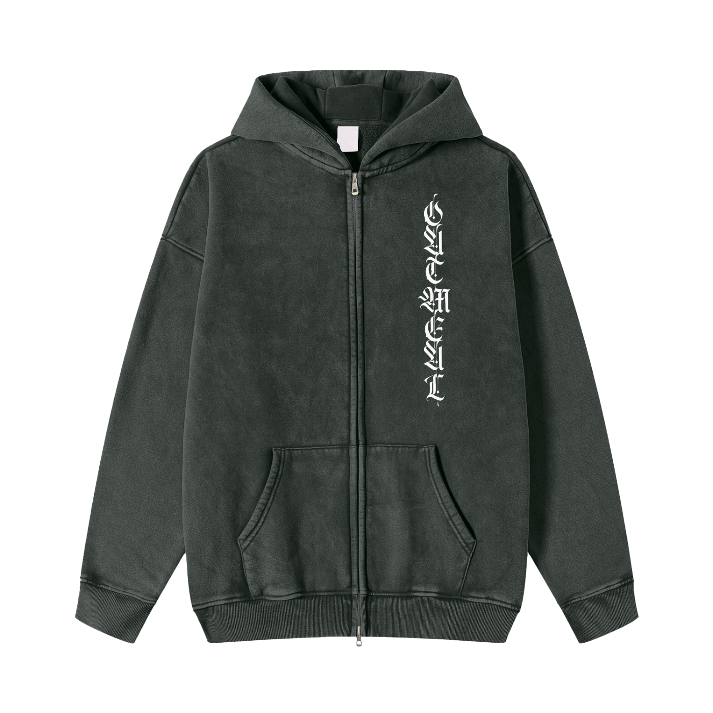 SNOW WASHED ZIP-THROUGH FLEECE HOODIE