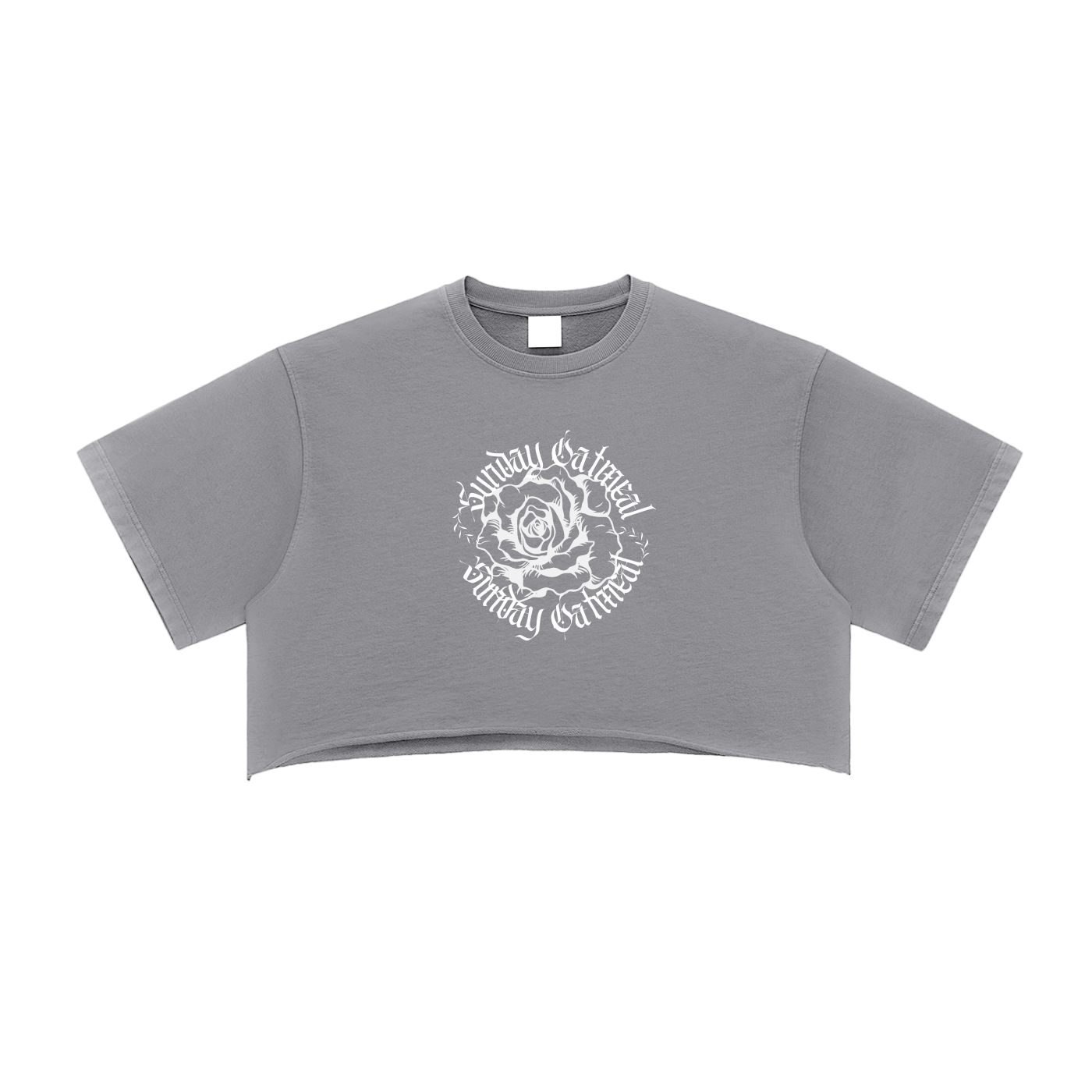 0943 Snow Washed Raw Edge Crop Top