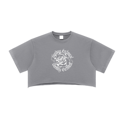 0943 Snow Washed Raw Edge Crop Top