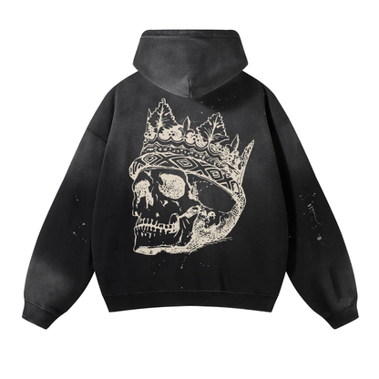 0124 Vintage Wash Frayed Fleece Hoodie - 360 GSM