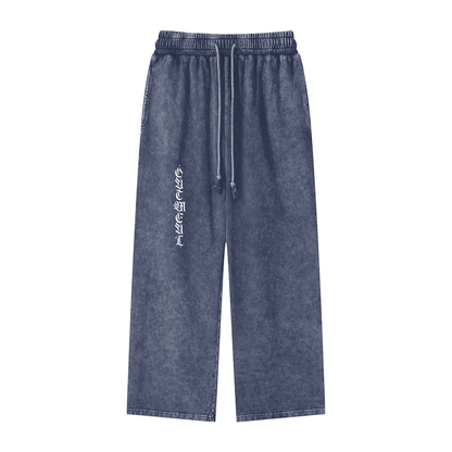Acid Wash Straight Leg Pants - 360 GSM