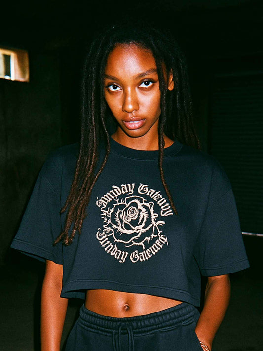 0943 Snow Washed Raw Edge Crop Top