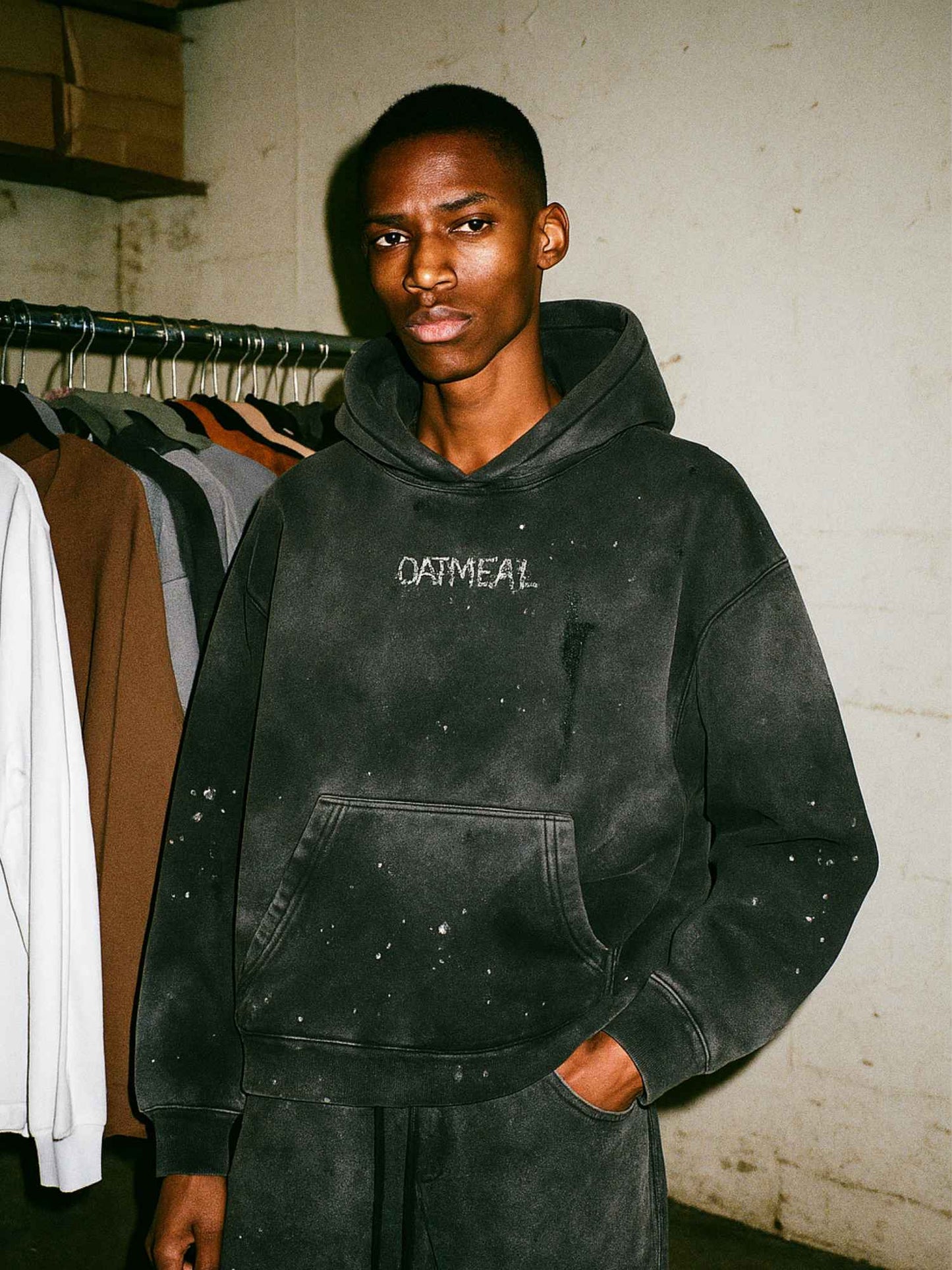 0124 Vintage Wash Frayed Fleece Hoodie - 360 GSM