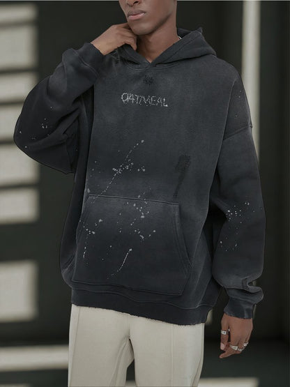 0124 Vintage Wash Frayed Fleece Hoodie - 360 GSM