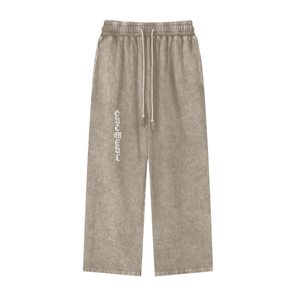 Acid Wash Straight Leg Pants - 360 GSM