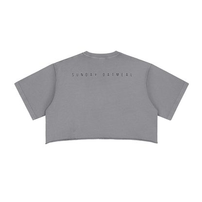 0943 Snow Washed Raw Edge Crop Top