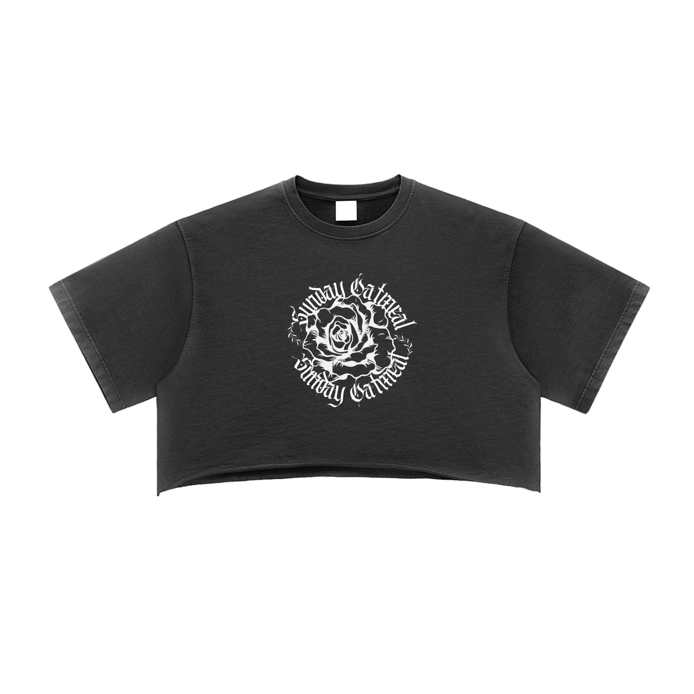 0943 Snow Washed Raw Edge Crop Top