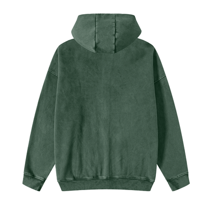 SNOW WASHED ZIP-THROUGH FLEECE HOODIE