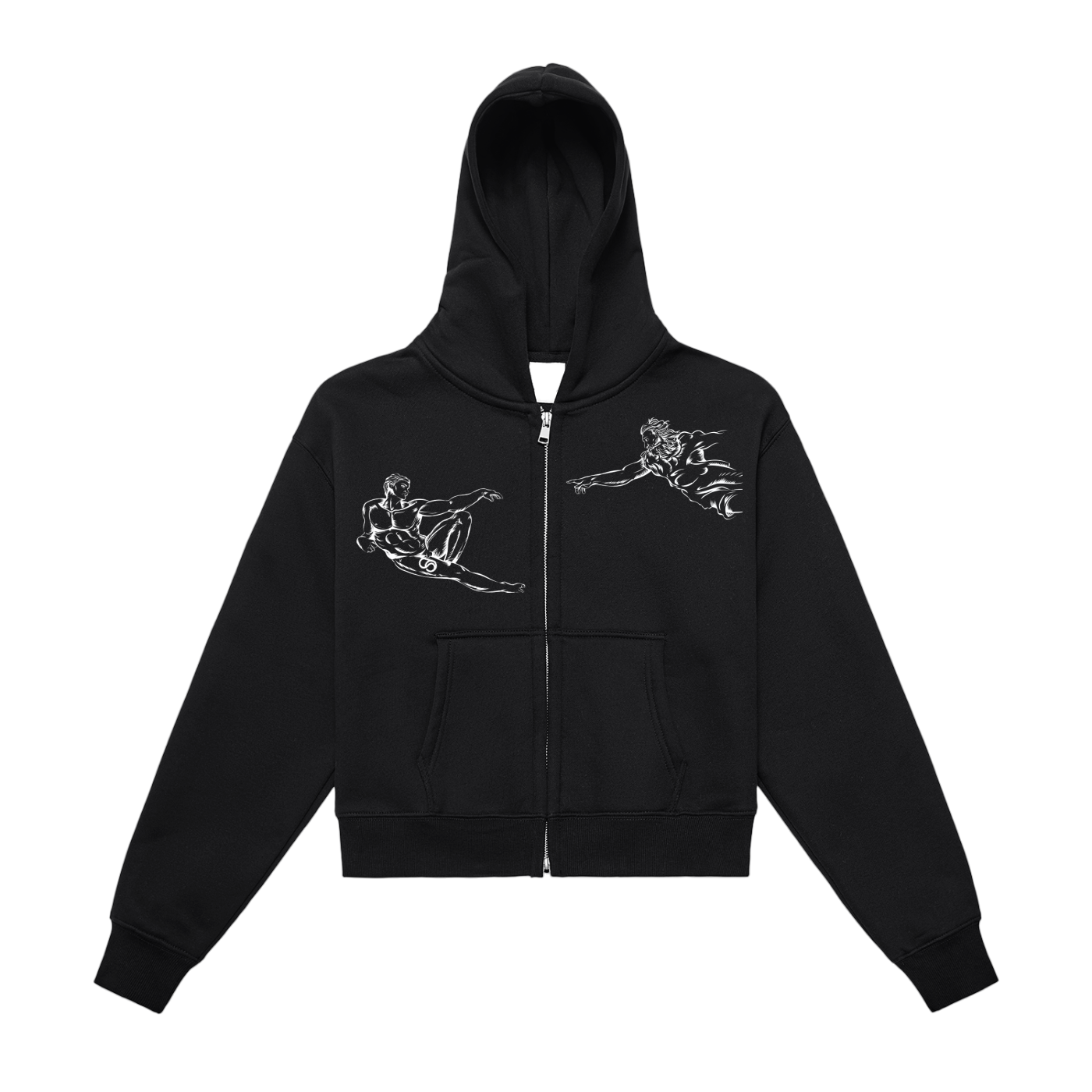 FLEECED ZIP-UP CROPPED HOODIE