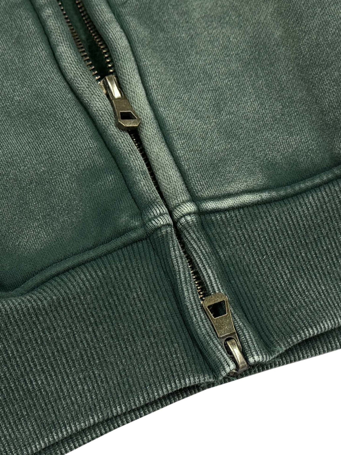 SNOW WASHED ZIP-THROUGH FLEECE HOODIE