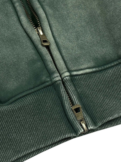 SNOW WASHED ZIP-THROUGH FLEECE HOODIE