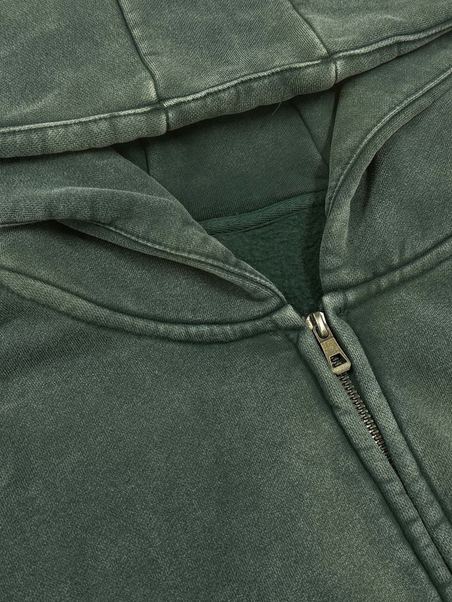 SNOW WASHED ZIP-THROUGH FLEECE HOODIE