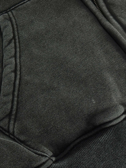 SNOW WASHED ZIP-THROUGH FLEECE HOODIE