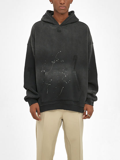 0124 Vintage Wash Frayed Fleece Hoodie - 360 GSM