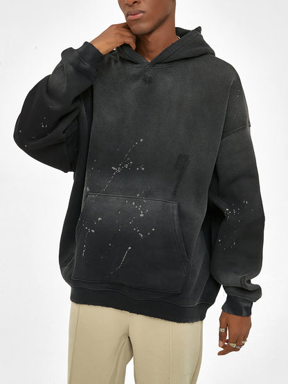 0124 Vintage Wash Frayed Fleece Hoodie - 360 GSM