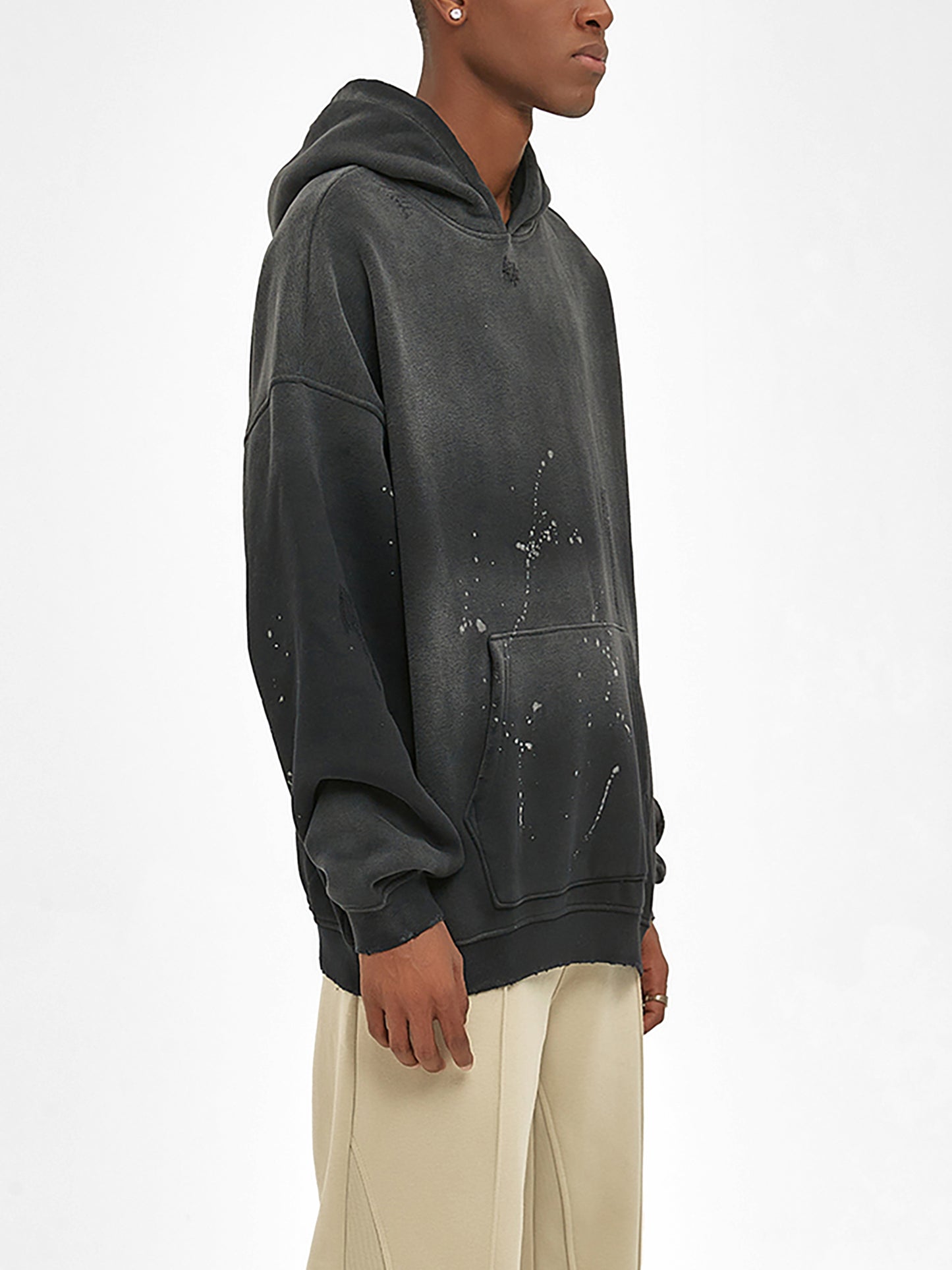 0124 Vintage Wash Frayed Fleece Hoodie - 360 GSM