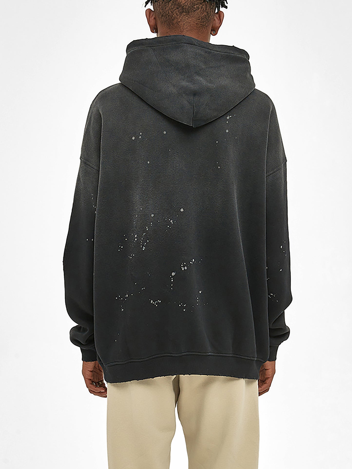 0124 Vintage Wash Frayed Fleece Hoodie - 360 GSM