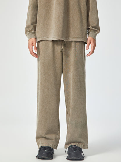 Acid Wash Straight Leg Pants - 360 GSM