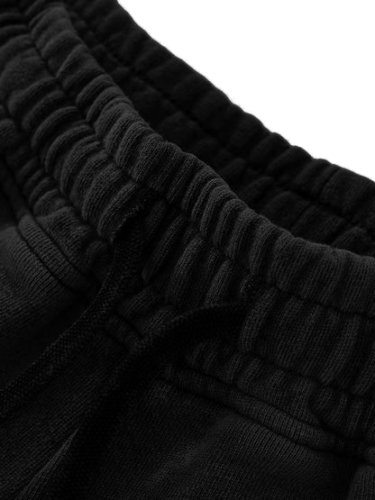 0942 Snow Washed Raw Edge Drawstring Shorts